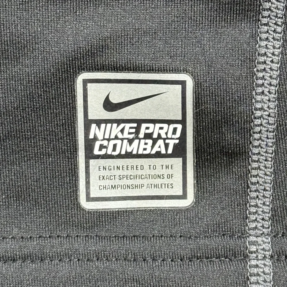 Nike Pro Combat Dri-FIT Mens XL Fitted Mock Neck Long Sleeve Shirt Black Grey